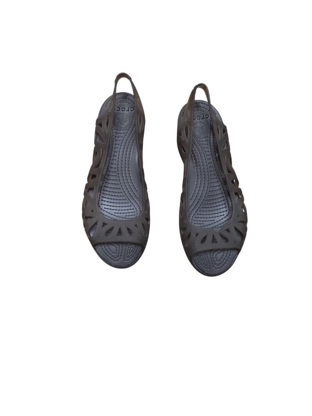 Crocs Adrina Mini Wedge Brown Slingback Jelly Sandals Design Size 7 Open Toe